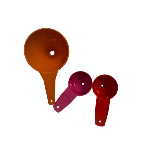 Set of 3 Vintage Tupperware Mini Funnels 1227-4/877-7/877-2 Orange/Red/Pink - Picture 1 of 5